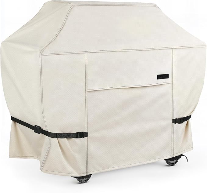 NettyPro BBQ Grill Cover 52 inch Heavy Duty Waterproof Outdoor 2-3 Burners Gas Grill Cover for Outside Weber, Char-Broil, Brinkmann, Nexgrill Barbecue, Beige