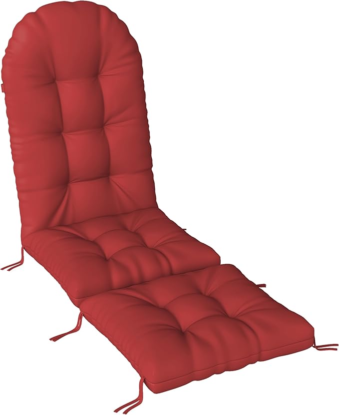 Adirondack Chair Cushion with Ottoman, Folding Adjustable Adirondack Seat Cushions, Waterproof Adirondack Patio Chair Pads for Garden, Deck, or Poolside, Small-Red-1