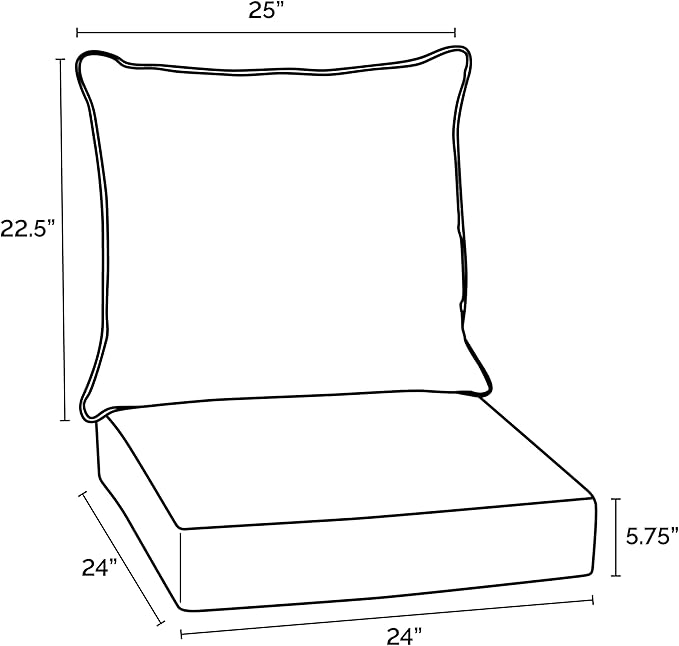 Arden Outdoor Deep Seat Cushion Set (2-Pack), 24 in x 24 in, Weather-Proof, Rain-Proof, Fade Resistant Patio Cushion for Chair, Sofa, and Couch Sapphire Aurora Blue Damask