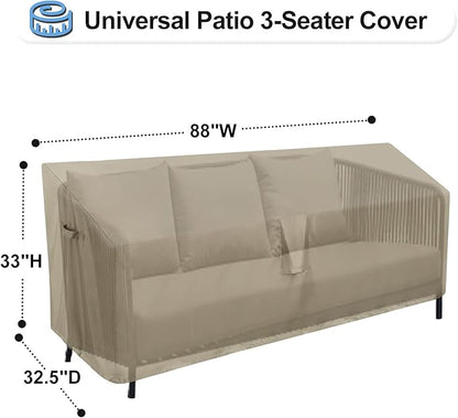 OutdoorLines Outdoor Waterproof Patio 3-Seater Couch Cover - UV Resistant Patio Sofa Furniture Covers Weatherproof Heavy Duty Glider Covers for Outdoor Furniture, 88Wx32.5Dx33H Inches, Camel