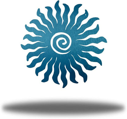 Riverside Designs Sunburst Metal Wall Art Steel Outdoor Decor - Heavy-Duty and Waterproof - Made in USA (24", Teal)