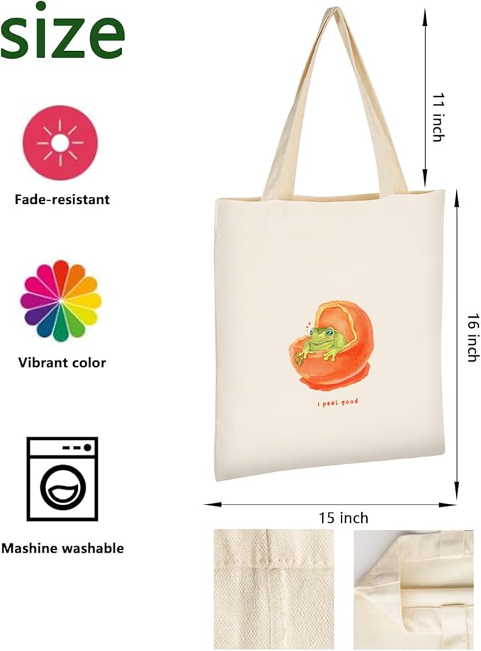 AUSVKAI Canvas Tote Bag Aesthetic for Women, Cute Reusable Cloth Cotton Bags for Shopping Beach Grocery