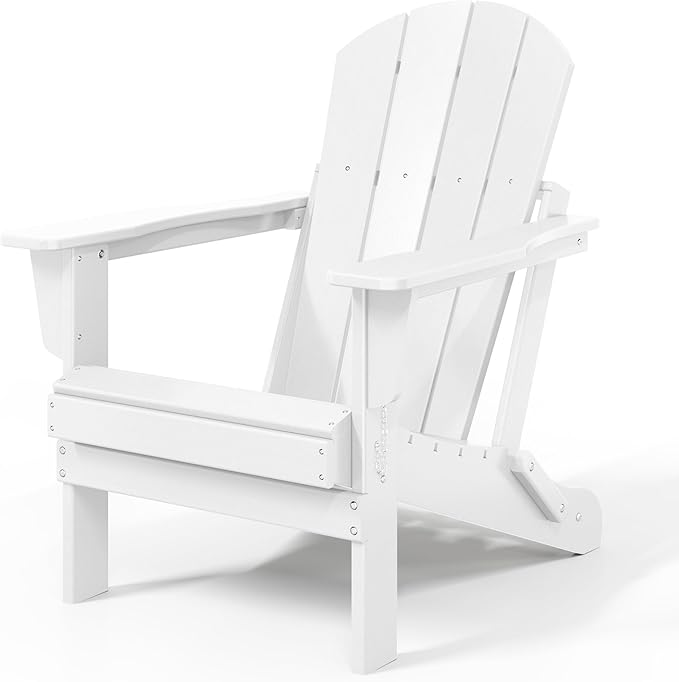 WestinTrends Malibu 2 Piece Set Outdoor Folding Poly Adirondack Chair, White