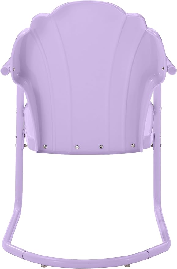 Crosley Furniture Tulip 2-Piece Outdoor Chair Set, Vintage Retro Metal Patio Chairs for Dining, Porch, Deck, Lavender Gloss