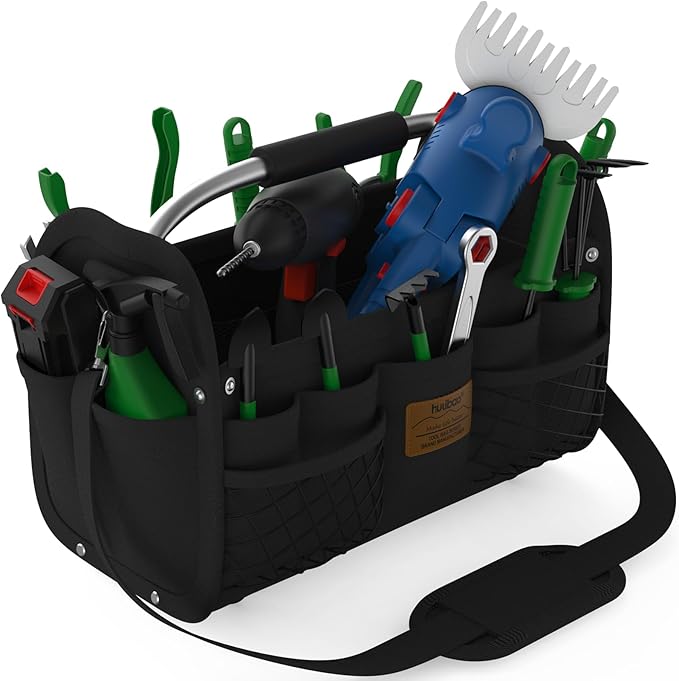 16 Inch Open Top Tool Bag, Waterproof Heavy Duty Tool Tote, Portable Storage Organizer for Electrician, Garden, Workshop & Maintenance Use