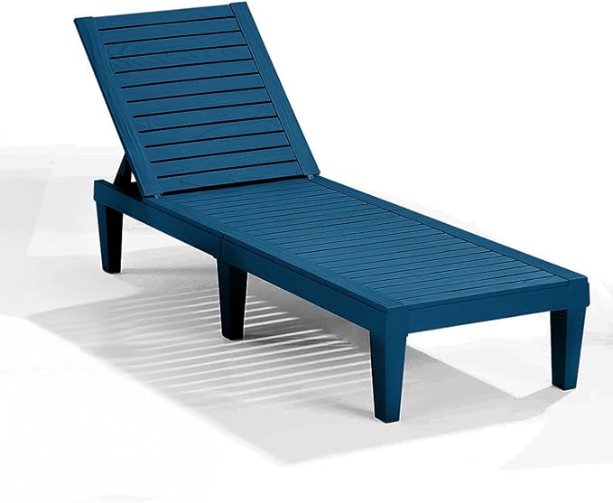 Nestl Sun Tanning Chair - Blue Chaise Lounge Chair Outdoor, Lightweight Pool Lounge Chairs, Adjustable 5-Position Reclining Lawn Chair, Waterproof Beach Outdoor Lounge Chairs