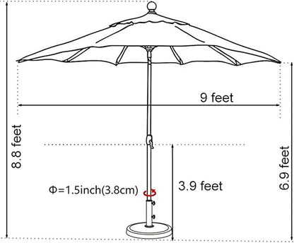 EliteShade USA 10-Year-Non-Fading 9Ft Market Umbrella Patio Umbrella Outdoor Table Umbrella with Ventilation,Royal Blue