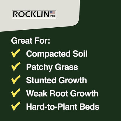 Rocklin New Heavy-Duty Rotary Cultivator Tool - 2X the Steel - 60” Extra Long Handle - Steel Tines - Heavy Duty - for All Soils - Till, Aerate, Weed, or Mix