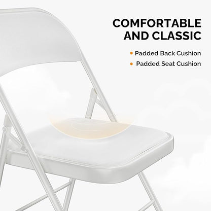 VINGLI 20 Pack Folding Chairs with Padded Seats, Metal Frame with Pu Leather Seat & Back, Capacity 350 lbs, White