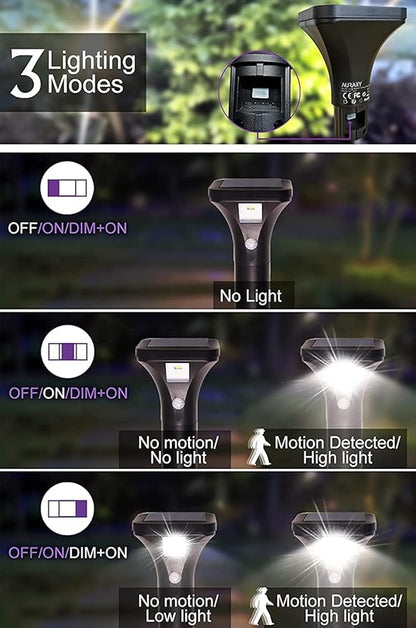 Solar Outdoor Lights with Motion Sensor – Waterproof LED Pathway Lights for Yard, Garden, Walkway, Driveway – Auto On/Off, Easy Installation (4 Pack)