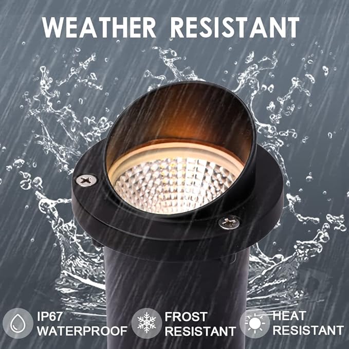 LED Low Voltage Landscape Light,12-24V AC/DC Shielded In-Ground Light IP67 Waterproof 3000K Paver Well for Pathway (10 Pack)