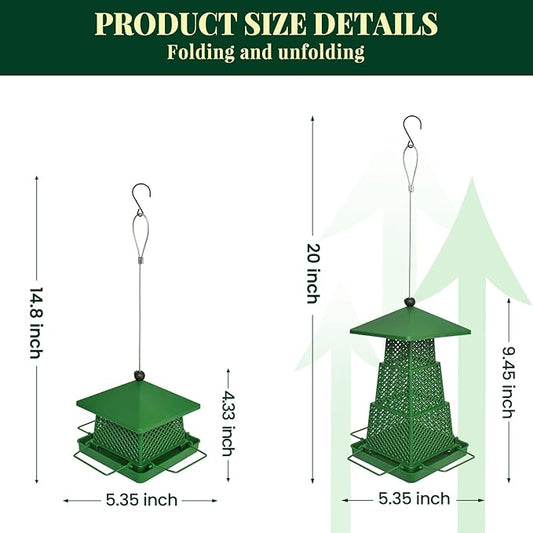 Bird Feeders for Outdoors Squirrel Proof - Collapsible Plastic Hanging Feeder, Easy to Fill for Garden Yard Patio, Ideal for Bird Lovers & Outdoor Enthusiasts