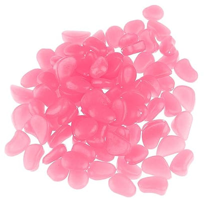 1100PCS Glow Stones Glowing in The Dark Pebbles Outdoor Decor Fish Tank Walkway Gravel Rocks Decoration (Pink)
