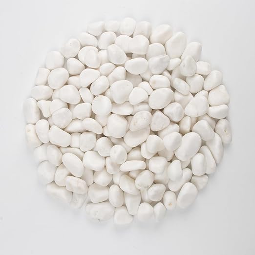 20 lbs White Polished Garden Stones, 0.5-1 Inch Decorative Rocks for Landscaping, Pathways, Yard Borders, Pots, Aquarium Decoration, and DIY Craft Projects (Pure White, Weight: 20 LB)