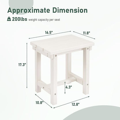 Furnimart Adirondack 16.5" Square Outdoor Side Table, Extra-Thick HDPE Composite Weather-Resistant Small Patio Table, White Outdoor End Table for Garden Balcony Yard Deck Poolside(White)