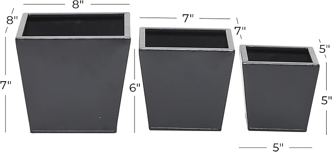 CosmoLiving by Cosmopolitan Metal Indoor Outdoor Planter, Set of 3 7", 6", 5"H, Dark Gray