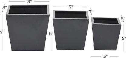 CosmoLiving by Cosmopolitan Metal Indoor Outdoor Planter, Set of 3 7", 6", 5"H, Dark Gray