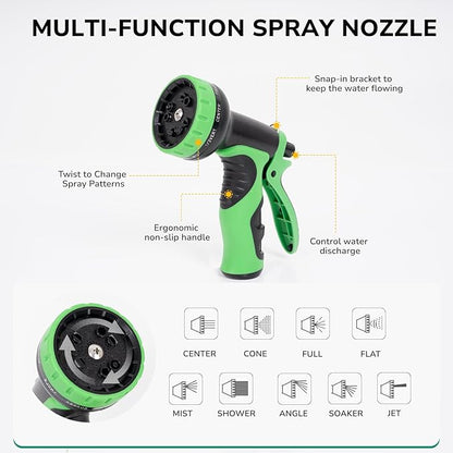 Lightweight Flat Garden Hose 75 FT, 3/4" GHT Flexible Water Hose with Spray Nozzle, Durable 800D Fabric, Kink Free Design, Portable Garden Hose for Lawn, Yard, Car Wash