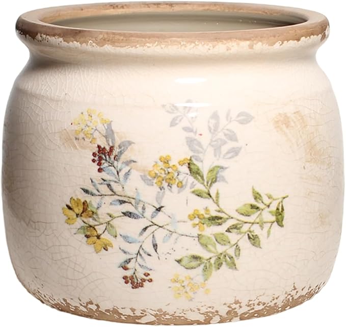 Pots for Plants, Ceramic Planters for Indoor Plants, 6.29'' Plant Pots with Drainage, Vase & Planters, Vintage Rustic Pots for Indoor Plant, Home & Christmas Decor, Yellow Sage