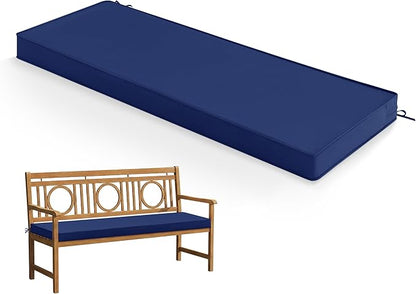 Summsun Outdoor Bench Cushion: Waterproof and Fade Resistant Patio Furniture Cushions - Non-Slip Bench Pad Cushion with Removable Cover for Garden Swing Porch Sofa Settee, 42 x 18 Inch, Navy Blue