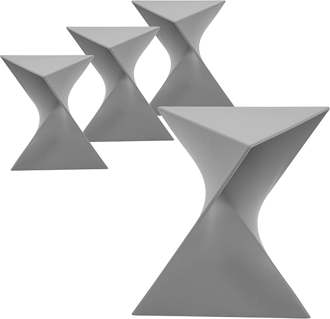 LeisureMod 15.75" Stackable Weather-Resistant Plastic Triangular Side Table - Accent End Table for Indoor & Outdoor Use (Grey, Set of 4)