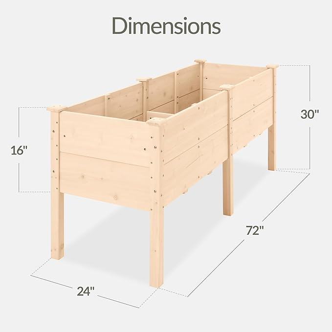 Best Choice Products 72" x 24" x 30" Raised Garden Bed with Extra Deep 16" Depth, Elevated Wood Planter Box Stand for Backyard, Patio, Balcony, Natural Fir Wood - Natural