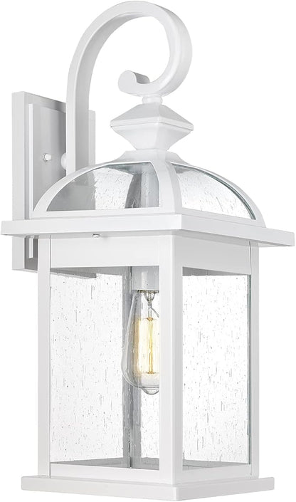 Darkaway Outdoor Lights Fixtures Wall Mount, Large 22inch Outdoor Wall Sconce Lights with Seeded Glass Waterproof Outside Exterior Lights Fixture for House Front Porch Patio （Large, White）