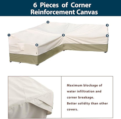 Outdoor Sectional Patio Furniture Covers - Waterproof Rip-Stop Anti-UV 600D Heavy Duty Couch Cover with 3 Air Vent - 85''L x 33.5''D x 31''H, Light Green