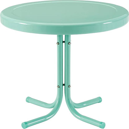 Crosley Furniture Griffith 3-Piece Outdoor Chair and Side Table Set, Retro Metal Bistro Patio Sets for Porch, Aqua