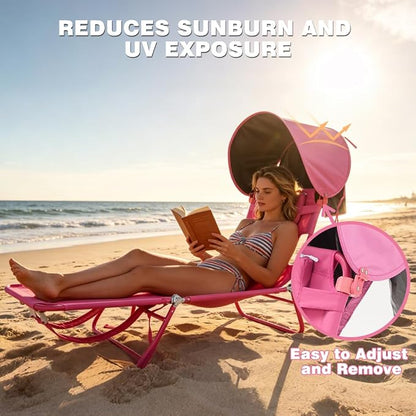 SUNNYFEEL Tanning Chair with Canopy, Face Down Lounger with Backpack Straps | Tanning Chair with Canopy, Face Down Lounger with Backpack Straps