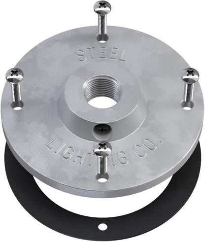 Steel Lighting Co. Topanga Barn Light | Outdoor Wall Mounted | Farmhouse Garage Light Made in America | 14 inch Dome | 16 inch Gooseneck | Galvanized Exterior/Galvanized Interior