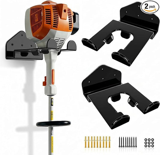 Housolution 8" Trimmer Rack with Rubber Coating, [2 Pack] Heavy Duty Weed Eater Hanger, Garden Power Tool Holder Organizer Hooks for Grass Trimmer, Hedge Trimmer, Garden Tool, Leaf Blower, Chainsaw