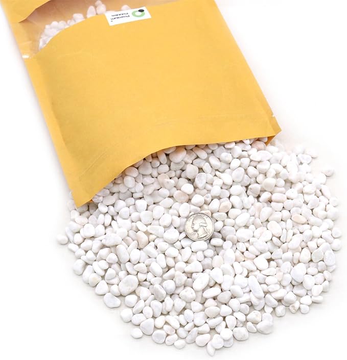 White Rocks. Decorative Pebbles. 1/5 Inch 10 lbs for Garden, Landscaping, Indoor, Vase Fillers, Crafting, Succulents, Pots, Plants (Mini, Tumbled)
