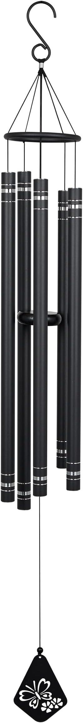Alpine Corporation KAW196HH-BK Metal Wind Chime w/Butterfly Windcatcher, Decorative Garden & Patio Chime, 51''H, Black