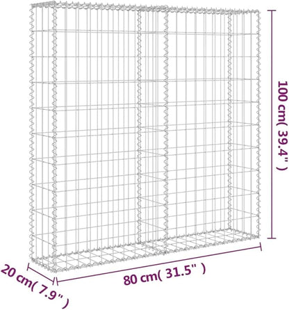 Galvanized Steel Gabion Wall with Covers, Gabion Mesh Wire Wall Panel Galvanized Steel Garden Stone Wire Basket Fencing Patio Decorative Fence, 31.5"x7.87"x39.4",-177