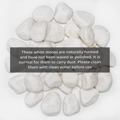 White Natural River Rocks, 1.5-2.5 Inch Decorative Stones for Plants, Garden, and Landscaping – 40LB, Ideal for Fish Tanks, Vases, Crafting, Home Decor, and Outdoor Landscaping