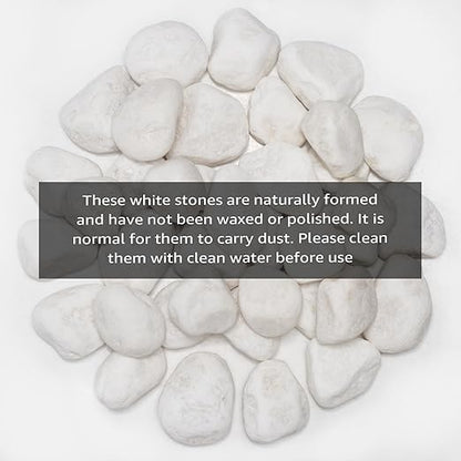 White Natural River Rocks, 1.5-2.5 Inch Decorative Stones for Plants, Garden, and Landscaping – 20LB, Ideal for Fish Tanks, Vases, Crafting, Home Decor, and Outdoor Landscaping