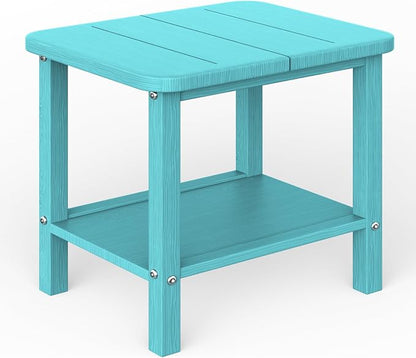 Ayge 17.7" Double Outdoor Side Table, Rectangular HDPE Adirondack End Table for Patio, Lawn, Pool, Garden, Backyard，Aurba