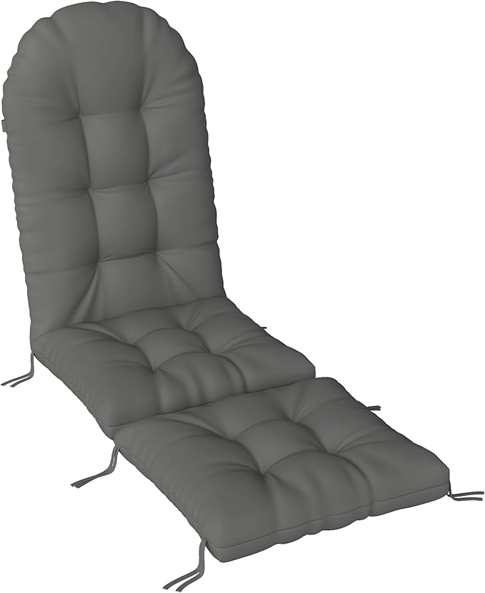 Adirondack Chair Cushion with Ottoman, Folding Adjustable Adirondack Seat Cushions, Waterproof Adirondack Patio Chair Pads for Garden, Deck, or Poolside, Large-Dark Grey-1
