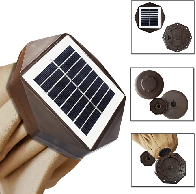 EliteShade USA 10-Year-Non-Fading Solar 9ft Market Umbrella with 80 LED Lights Patio Umbrellas Outdoor Table Umbrella with Ventilation, Heather Beige