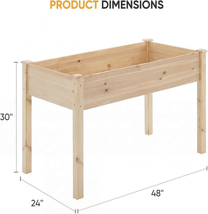 NEWBULIG Raised Garden Bed with Legs 48x24x30in,Elevated Wood Planter Box Stand for Outdoors Garden Balcony Courtyard, Natural Wood 400 Pound Capacity for Planting Herbs Flowers Vegetables