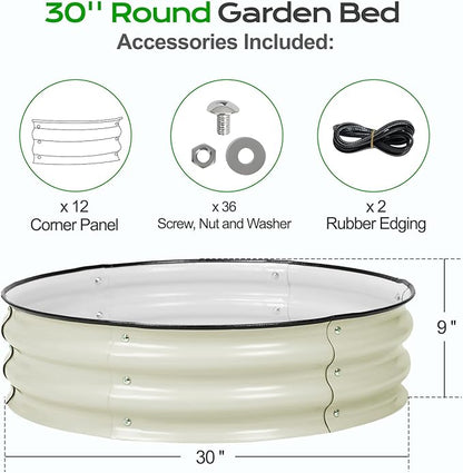 Aoodor 2 Pack 9" Tall 30" Metal Raised Garden Bed, Outdoor Planter Box and Raised Garden Kit for Vegetables, Flowers, Arugula and Herbs, Beige