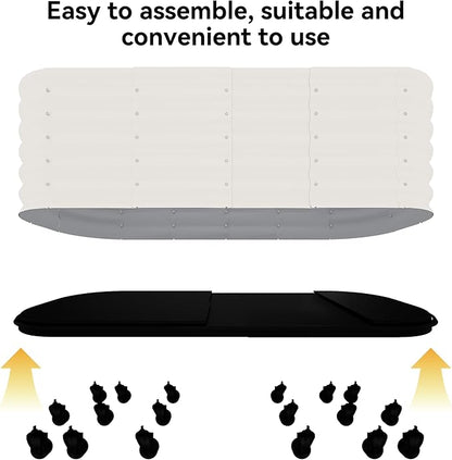 GarveeHome Self-Watering Wheeled Metal Garden Bed – Mobile Raised Planter Box with Water, Galvanized Steel Indoor/Outdoor Rolling Grow Station for Herbs, Veggies & Decor (94.5"x23.6"x19.7"),White