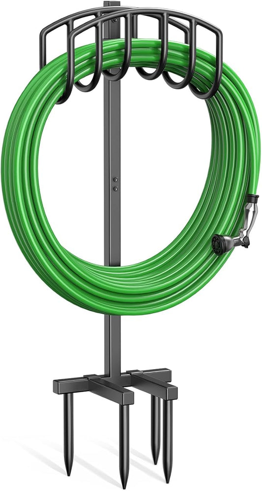 Keten Garden Hose Holder, Detachable Metal Water Hose Holder Stand, Heavy Duty Freestanding Garden Hose Reel Rack and Hose Storage Organizer for Outside Yard