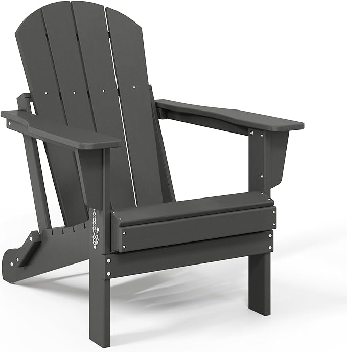 WestinTrends Malibu Malibu Outdoor Folding Poly Adirondack Chair (Set of 8), Gray
