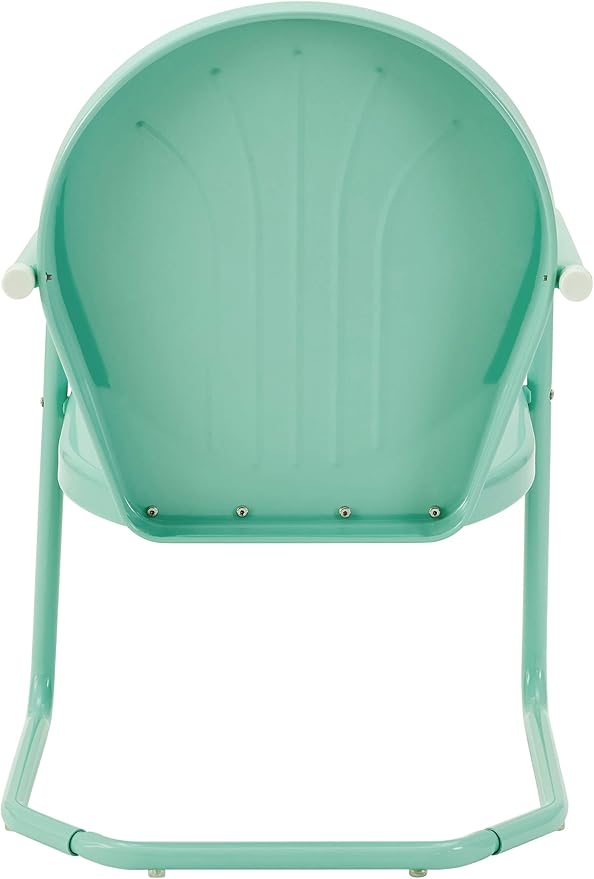 Crosley Furniture Griffith 3-Piece Outdoor Chair and Side Table Set, Retro Metal Bistro Patio Sets for Porch, Aqua