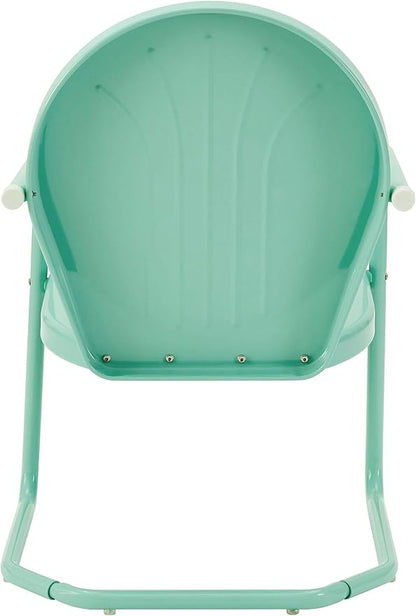 Crosley Furniture Griffith 3-Piece Outdoor Chair and Side Table Set, Retro Metal Bistro Patio Sets for Porch, Aqua