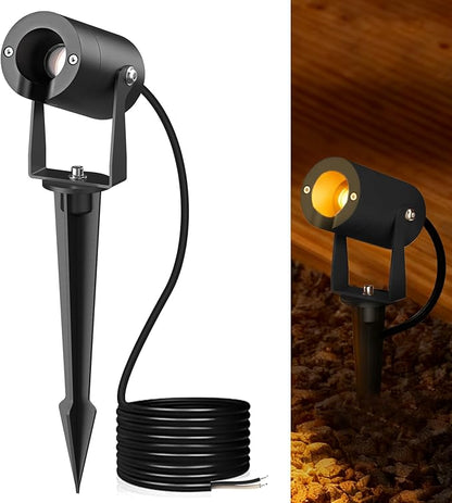 Pure Aluminum 12V Low Voltage Landscape Spotlights, 3W Outdoor Waterproof Garden Lights for Yard, Pathway, Tree Up Lighting, Warm White 3000K High CRI 95+ Heavy Duty Light Fixture, Black