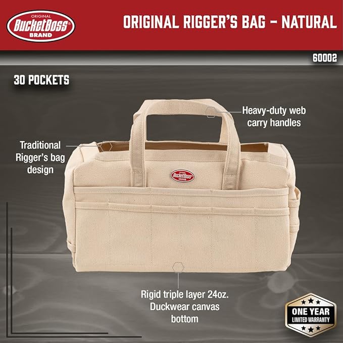 Bucket Boss - Original Rigger’s Bag - Natural, Tool Bags - Original Series (60002) , Beige