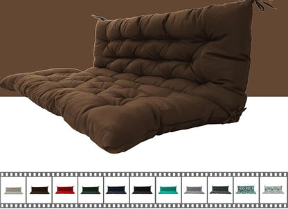Outdoor Swing Cushions 3 Seater Waterproof, Replacement Bench Cushions for Outdoor Patio Furniture with Backrest, Porch Swing Cushion with Ties for Lawn and Garden (Coffee, 40x71in)